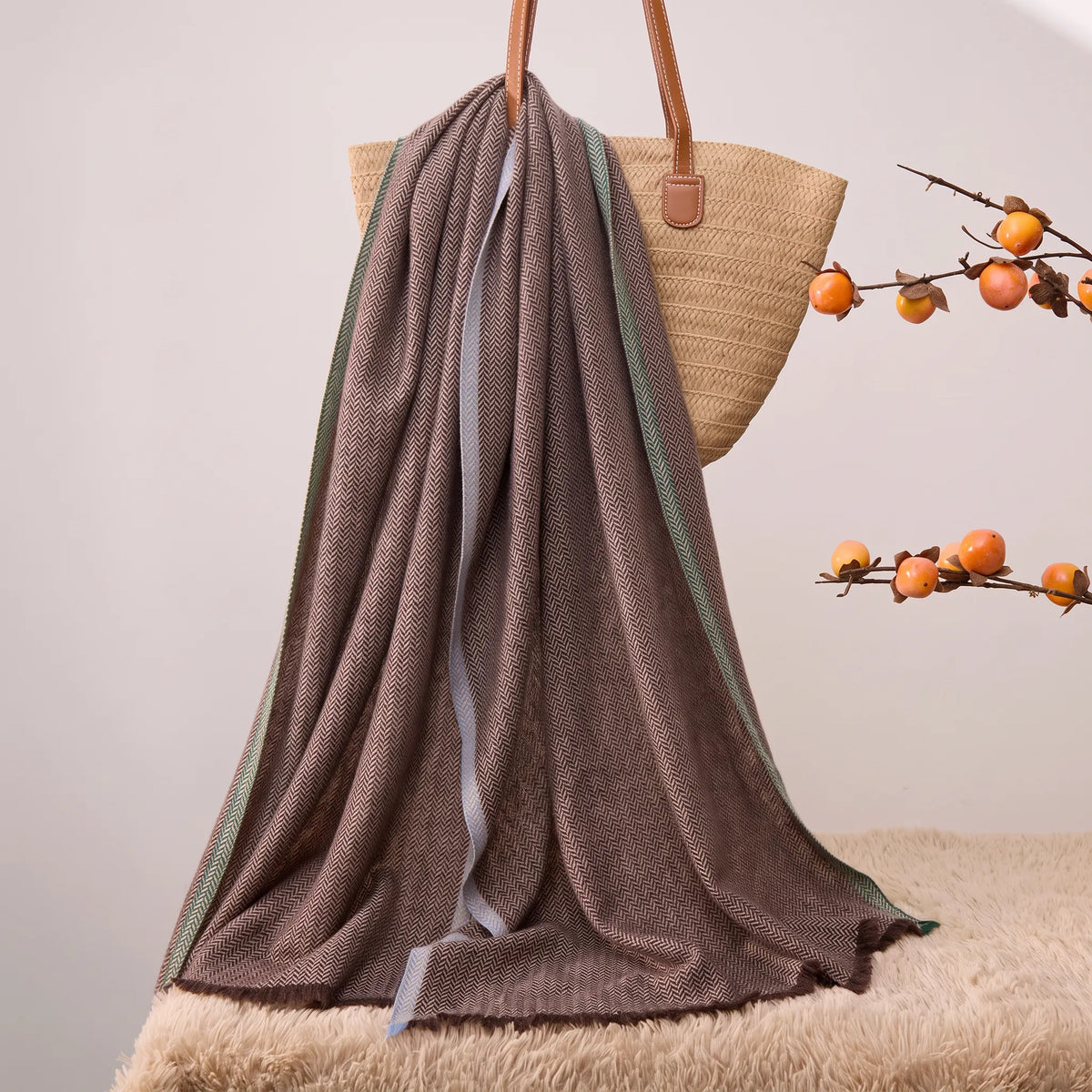 Marylebone Herringbone – 100% Cashmere Shawl Scarf