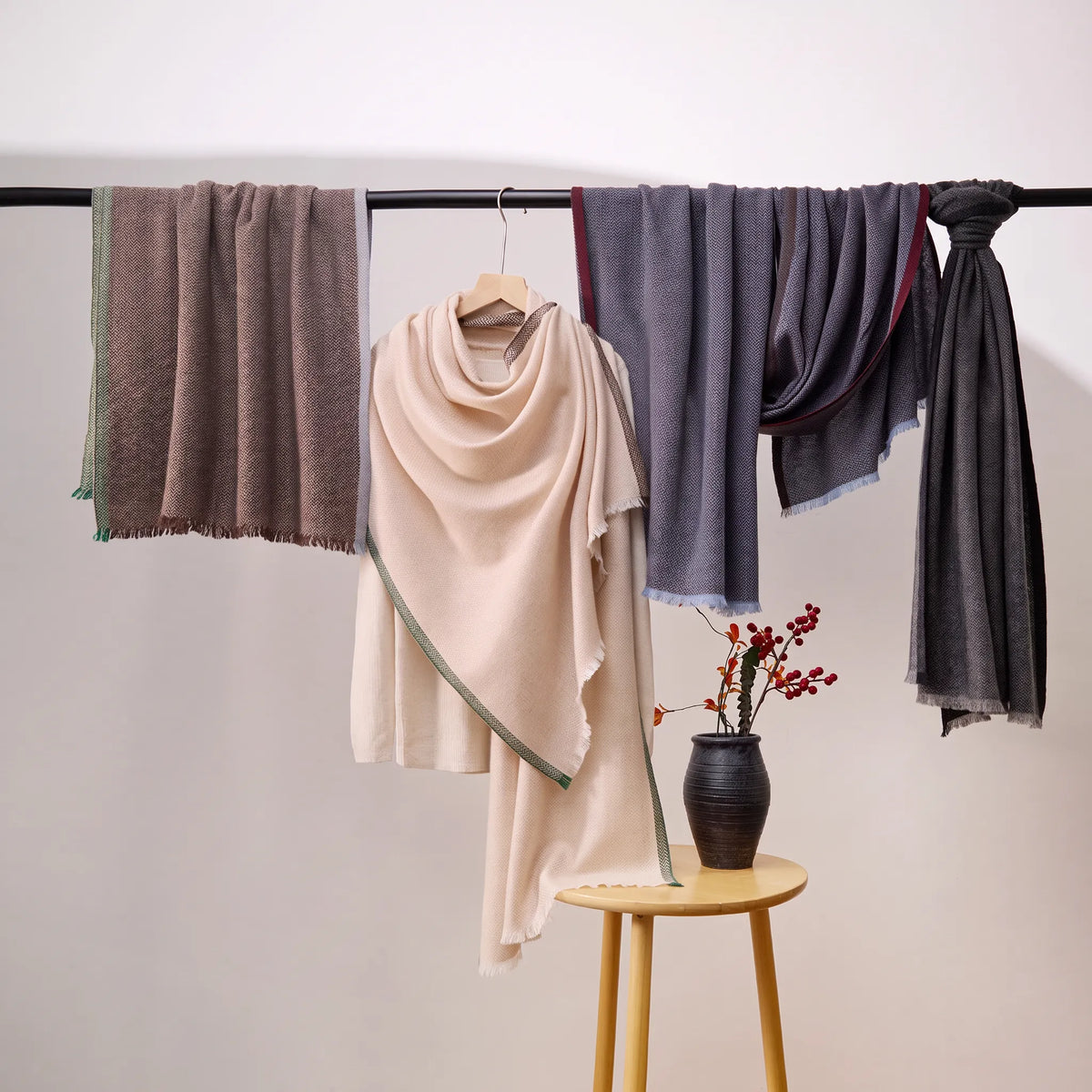 Marylebone Herringbone – 100% Cashmere Shawl Scarf