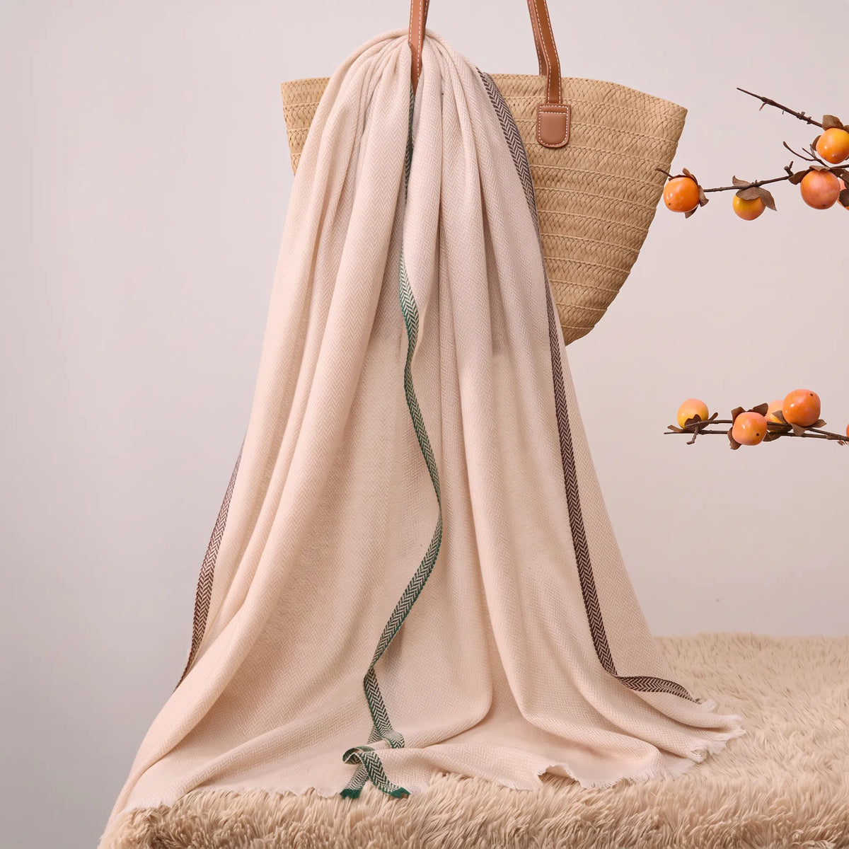 Marylebone Herringbone – 100% Cashmere Shawl Scarf
