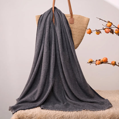 Marylebone Herringbone – 100% Cashmere Shawl Scarf