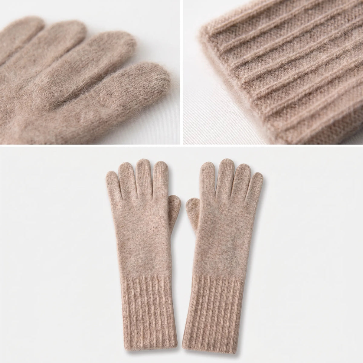 Fine Rib – 100% Cashmere Gloves | Ribbed Cuff