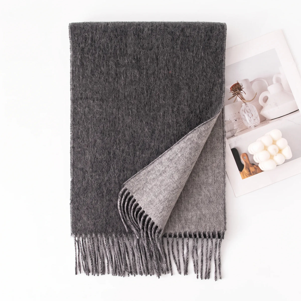 Liora Duo – Double-Sided 100% Wool Scarf | 160g