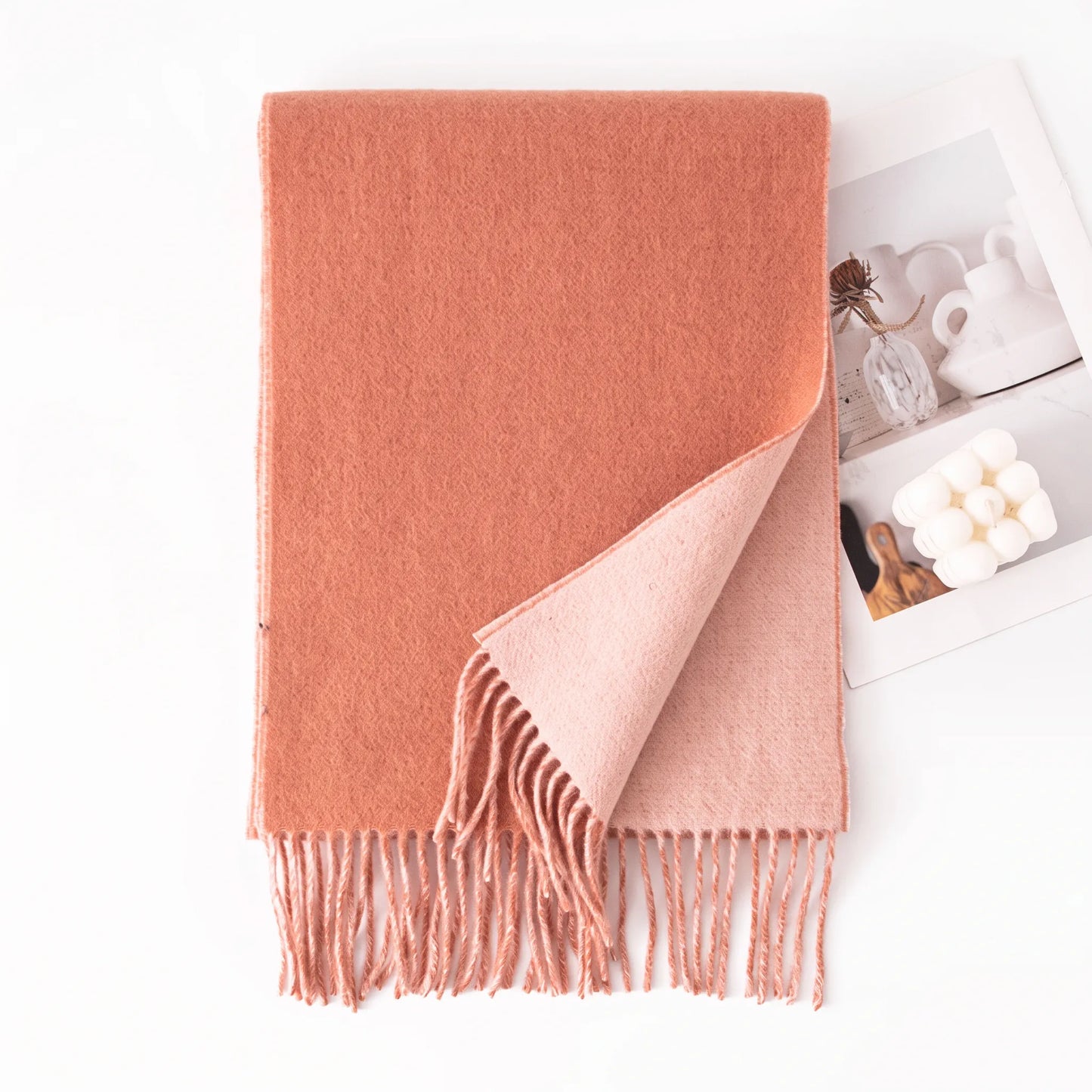 Liora Duo – Double-Sided 100% Wool Scarf | 160g