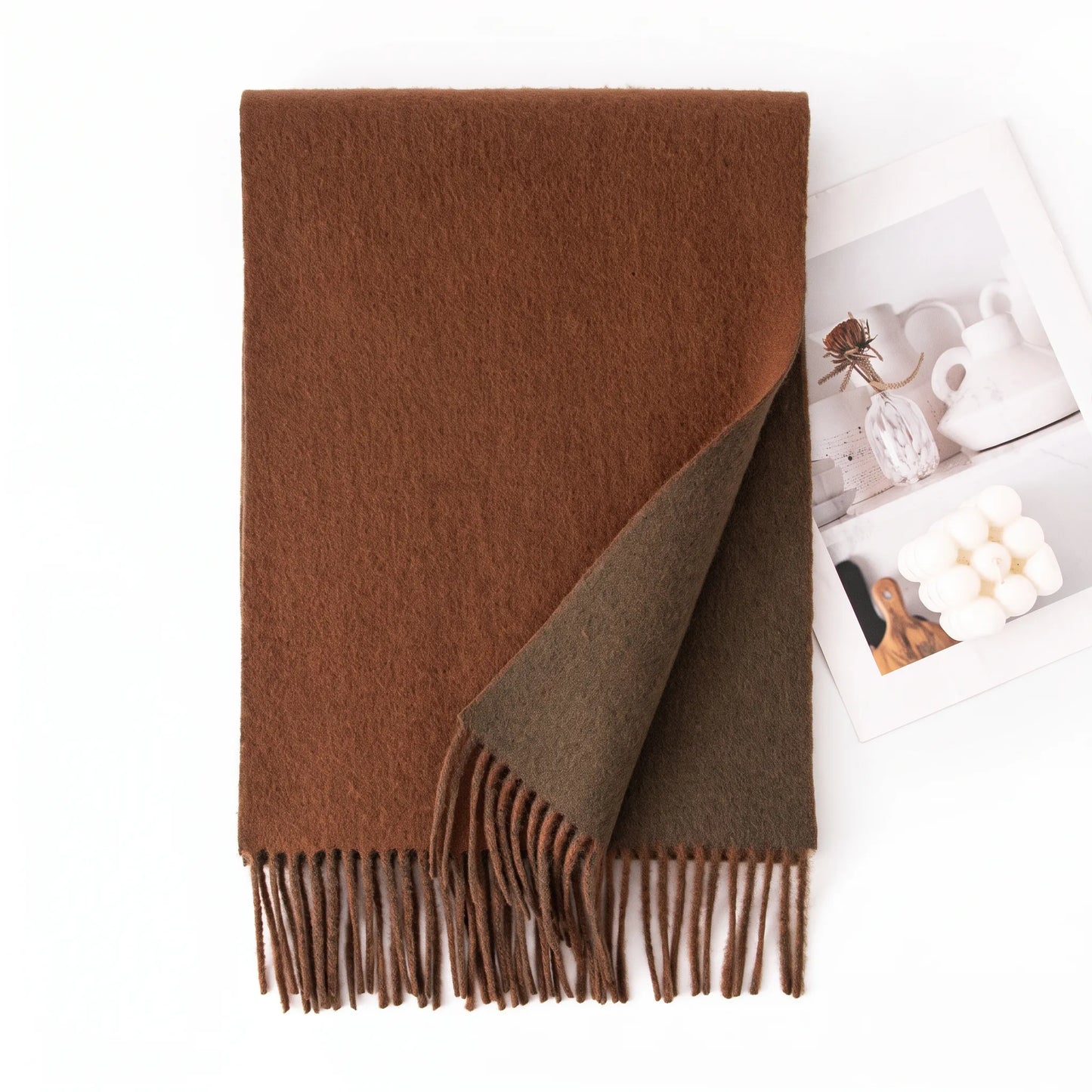 Liora Duo – Double-Sided 100% Wool Scarf | 160g