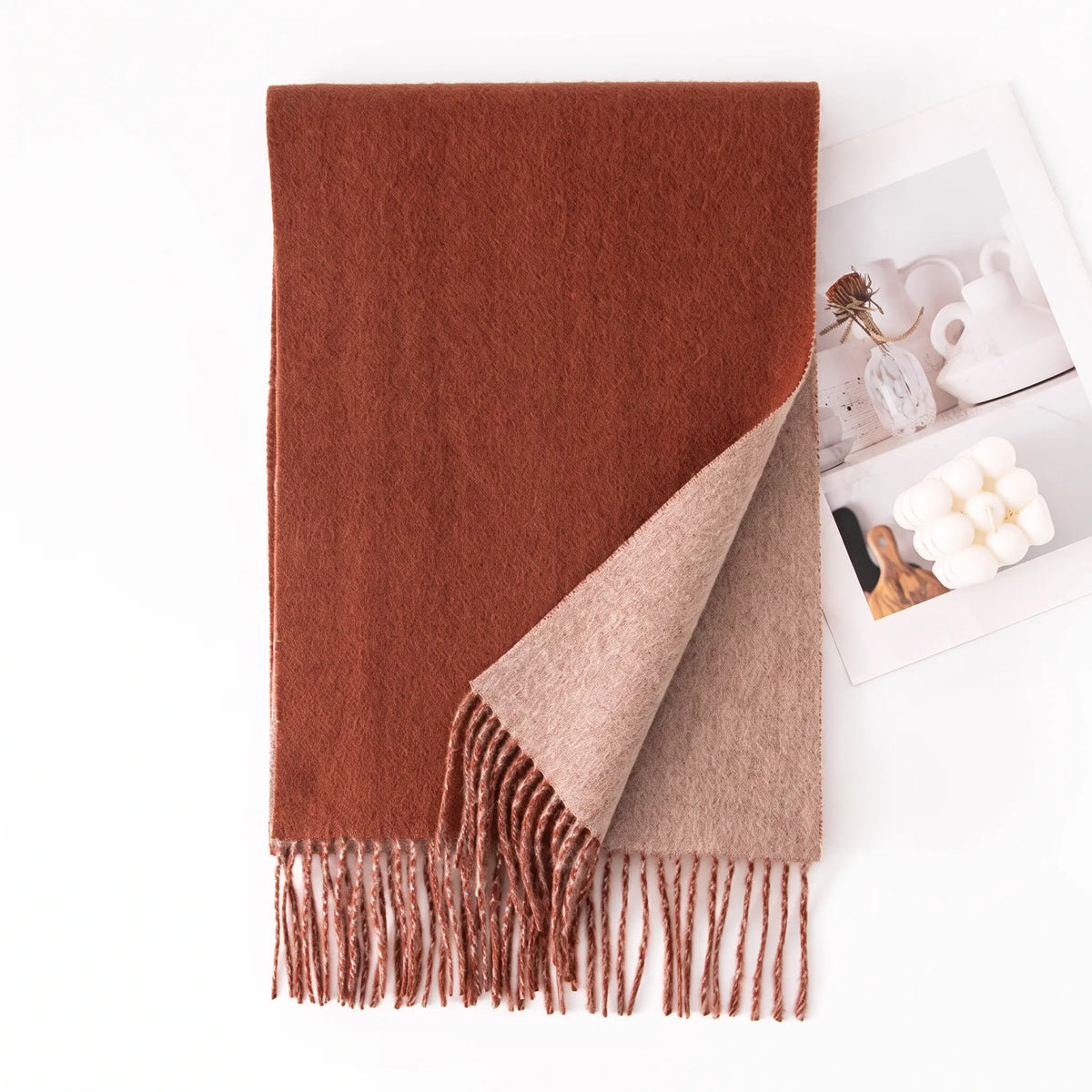 Liora Duo – Double-Sided 100% Wool Scarf | 160g