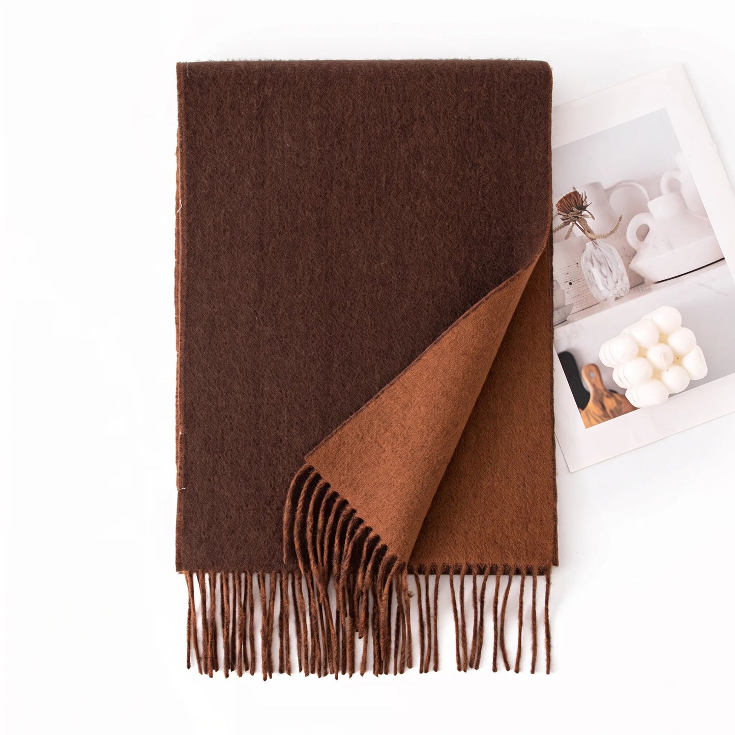 Liora Duo – Double-Sided 100% Wool Scarf | 160g