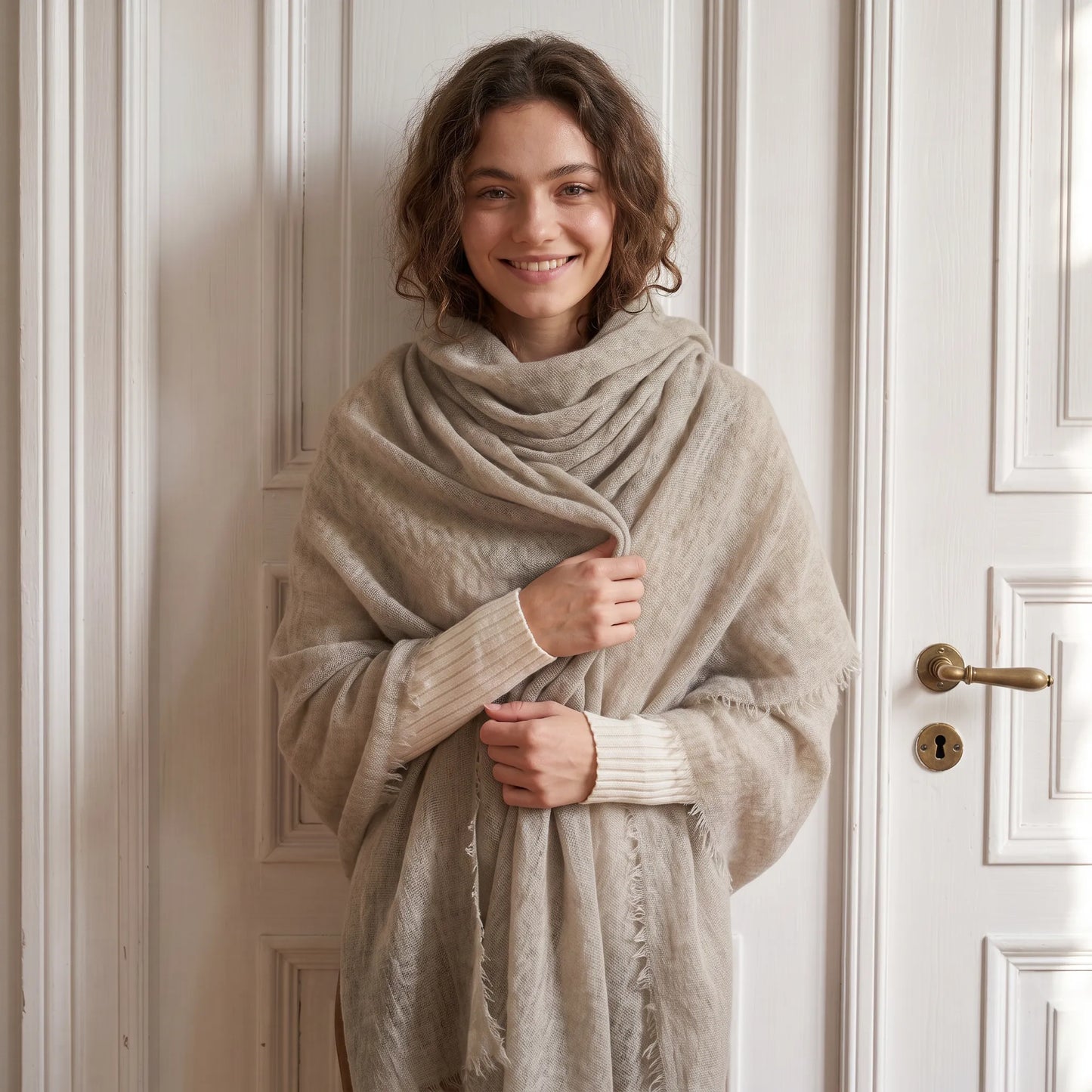 Cloud Ripple – 100% Cashmere Travel Shawl | Ultra-Fine