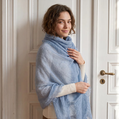 Cloud Ripple – 100% Cashmere Travel Shawl | Ultra-Fine