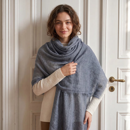 Cloud Ripple – 100% Cashmere Travel Shawl | Ultra-Fine