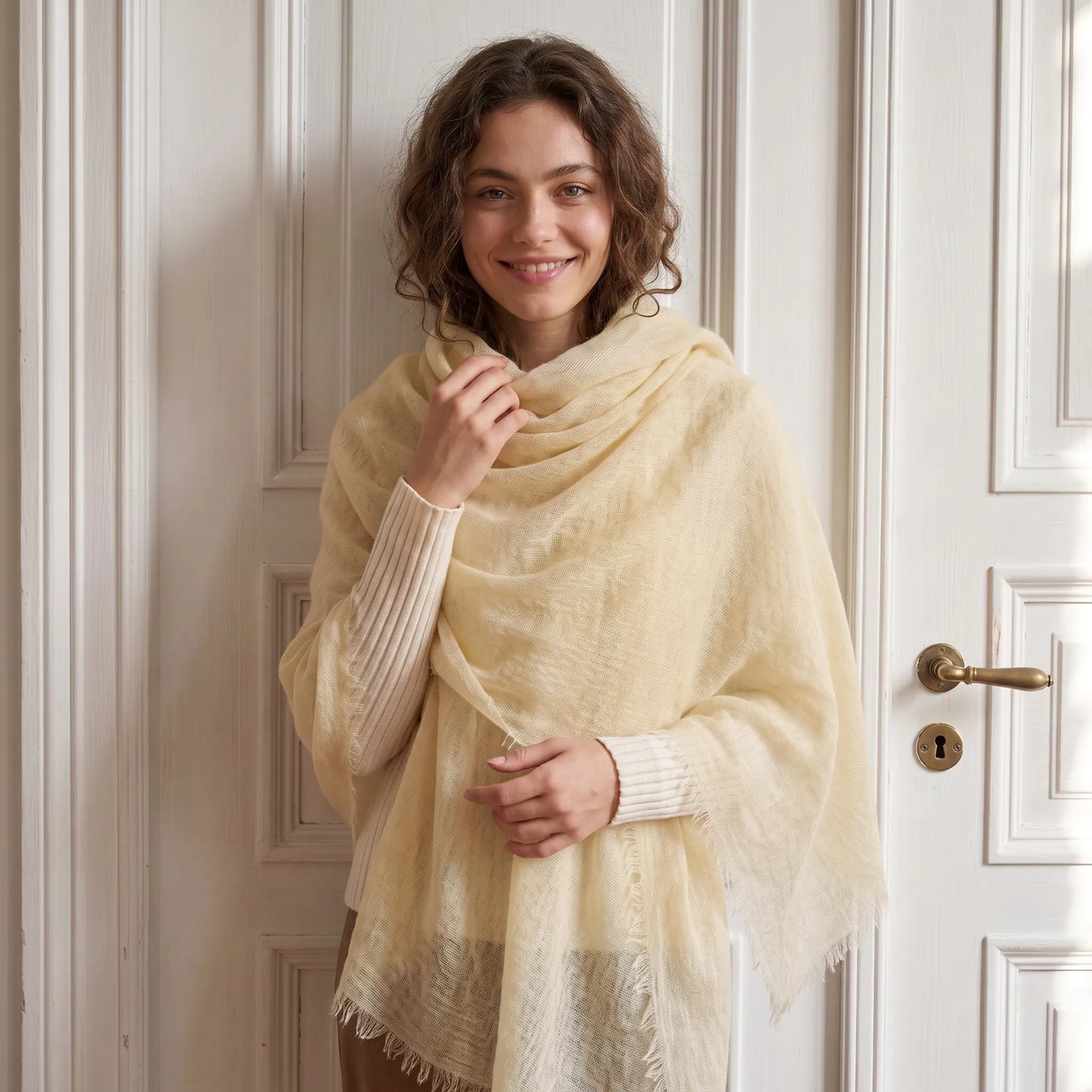 Cloud Ripple – 100% Cashmere Travel Shawl | Ultra-Fine