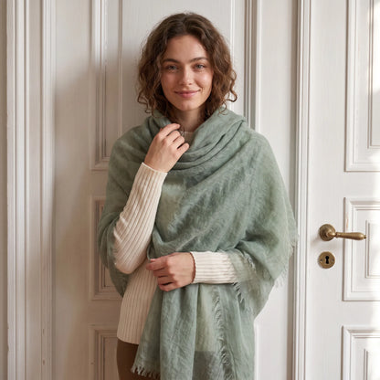 Cloud Ripple – 100% Cashmere Travel Shawl | Ultra-Fine