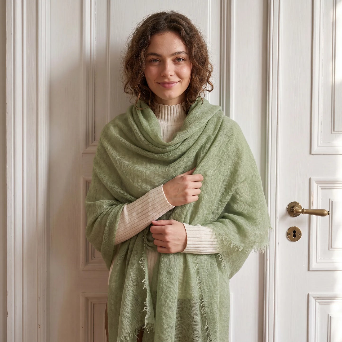 Cloud Ripple – 100% Cashmere Travel Shawl | Ultra-Fine