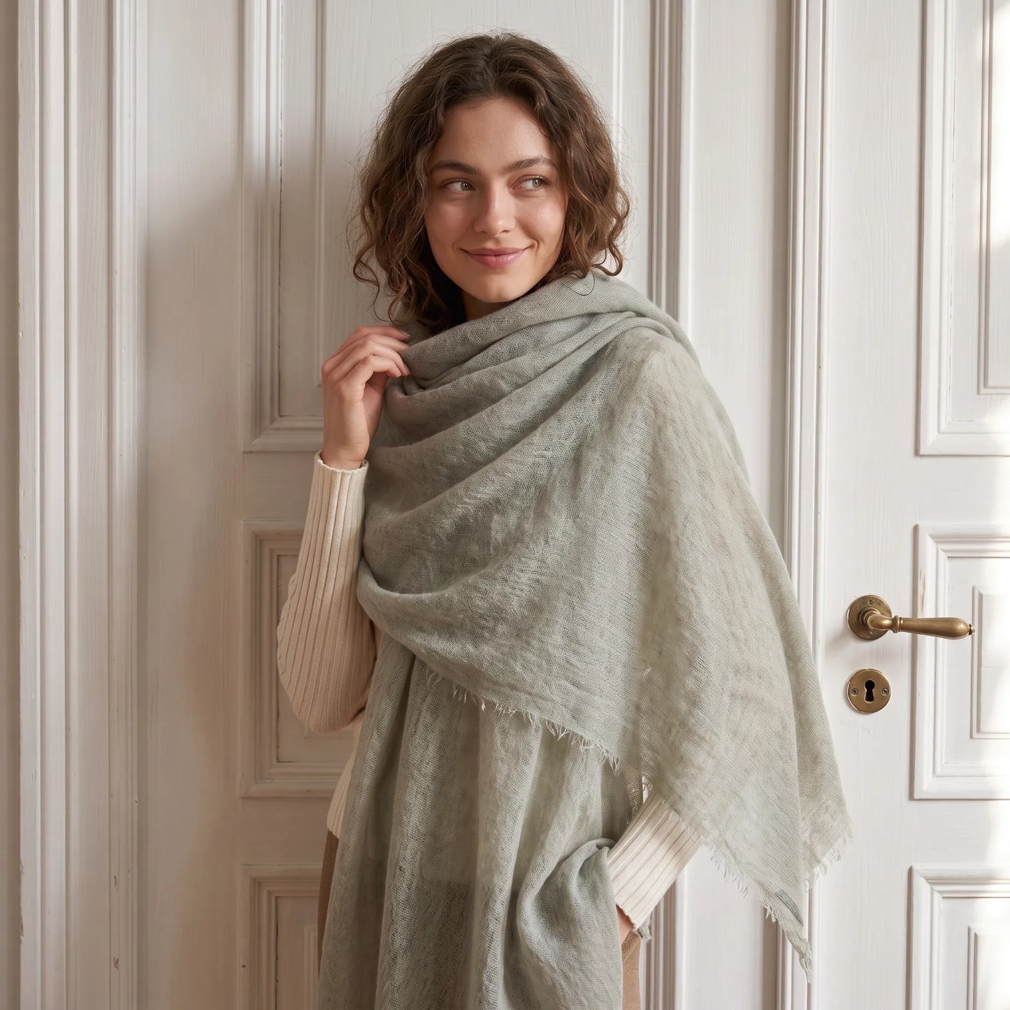 Cloud Ripple – 100% Cashmere Travel Shawl | Ultra-Fine
