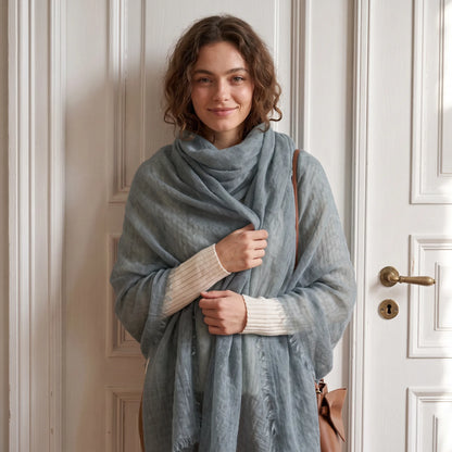 Cloud Ripple – 100% Cashmere Travel Shawl | Ultra-Fine